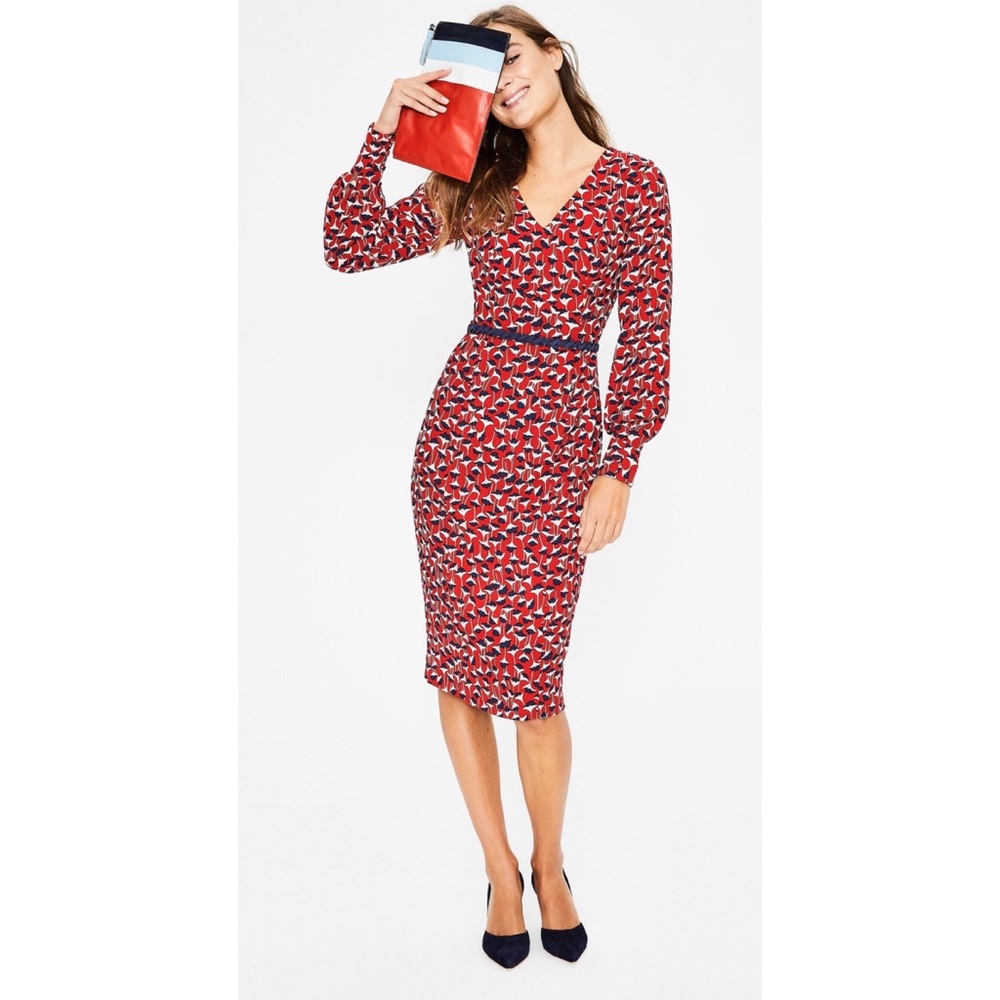 BODEN Hannah Poinsettia Crocus Flower Dress